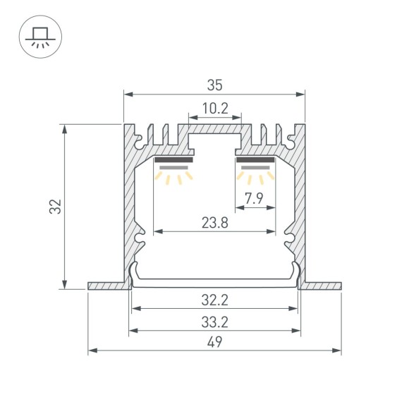 Профиль Arlight SL-LINIA49-F-3000 ANOD (BY) (Алюминий) 060868