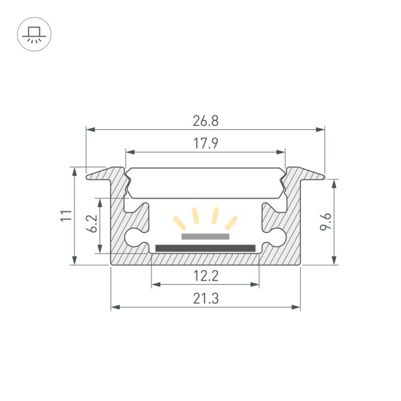 Профиль Arlight FLOOR27-H11-F-2000 ANOD (Алюминий) 060247