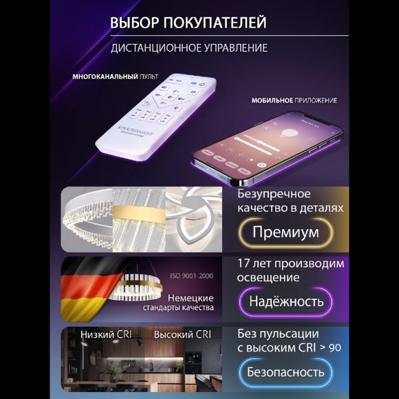 Подвесная светодиодная люстра с пультом управления Natali Kovaltseva INNOVATION STYLE 83148