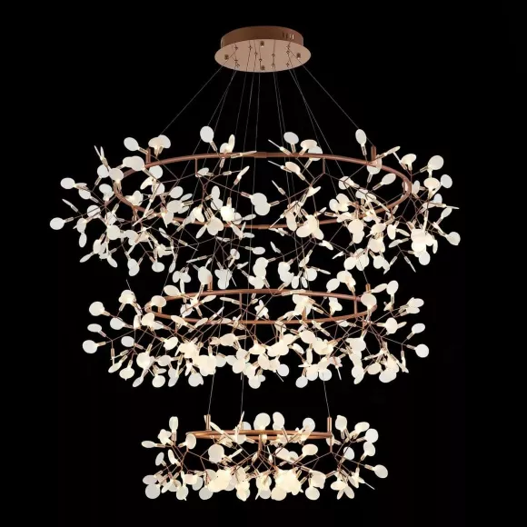 Подвесная светодиодная люстра ST Luce Rafina SL379.203.486, Медь, Белый, Нейтральный белый, декоративные элементы крупным планом Подвесная светодиодная люстра ST Luce Rafina SL379.203.486, Медь, Белый, Нейтральный белый, декоративные элементы крупным планом