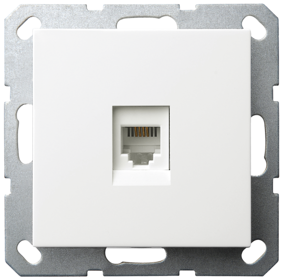 Телефонная розетка Jasmart разъем RJ11 с накладкой белый глянцевый G6101W
