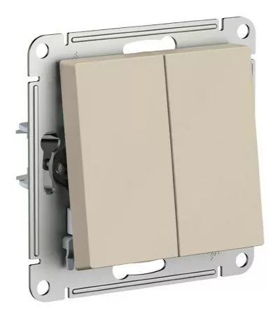 Выключатель 2-клавишный, сх.5, 10АХ, механизм Systeme Electric AtlasDesign Песочный ATN001251