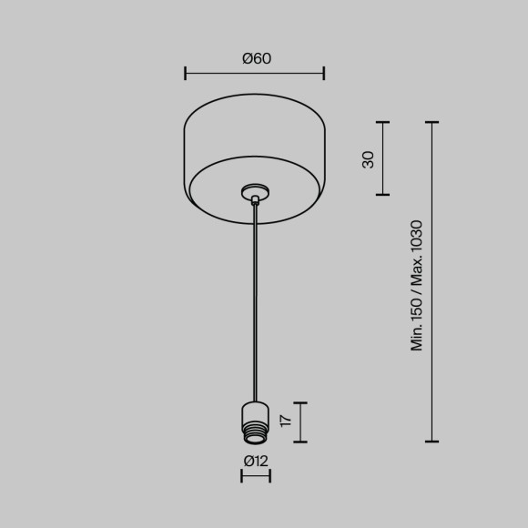 Тросовый подвес с потолочной чашей Maytoni Shelf CA029SW-L1000-B
