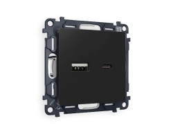 Комплект механизма розетки 2USB A+C 20W (быстрая зарядка) Ambrella Volt Alfa MA811010