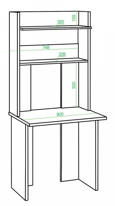 Стол компьютерный Домино Lite СКЛ-Прям80+НКЛХ 80 MER_SKL-Pryam80-NKLH_80_K