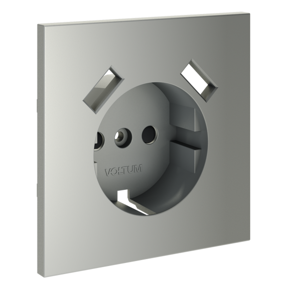 Накладка для розетки с заземлением и защитными шторками, с USB A+A Voltum S70 (сталь) VLS000905