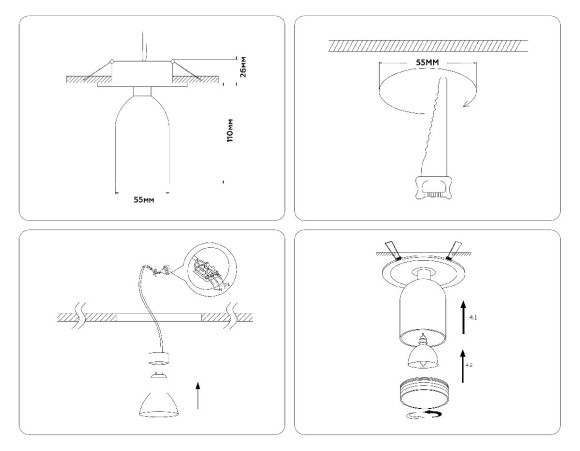 Спот Ambrella Light Move TA1273, GU5.3, 12W, черный