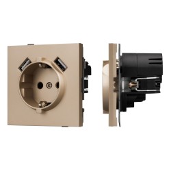 Механизм розетки с USB зарядкой Arlight SCT-TENDO-MUAA-PL-GD (230V, 16A) 054085