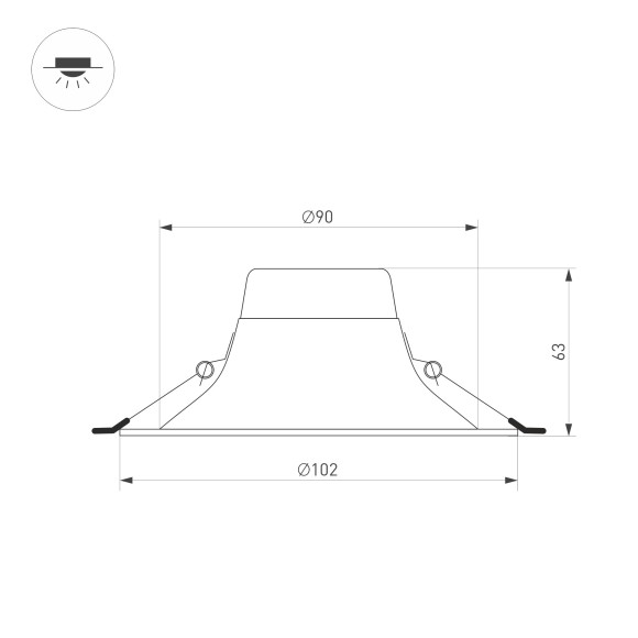 Встраиваемый светильник Arlight MS-BLIZZARD-BUILT-R102-8W Warm3000 (WH, 100 deg, 230V) 036578