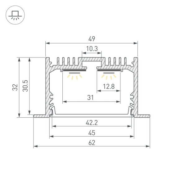 Профиль Arlight SL-LINIA62-F-3000 ANOD (BY) (Алюминий) 060871