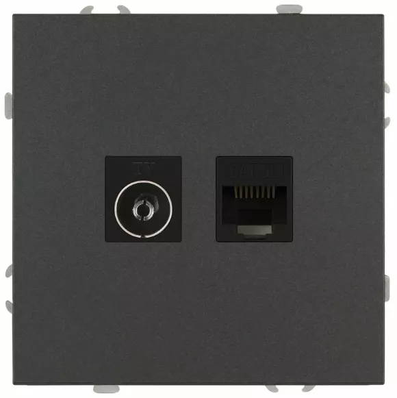 Розетка Эра Galaxy 15-3110-06 комбинированная RJ45+TV IP20 графит Б0070786