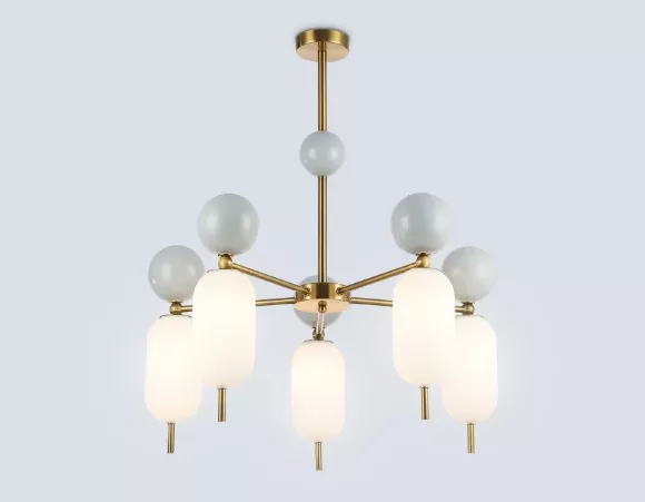 Люстра на штанге Ambrella Light High Light Ceramo Modern LH53104, Латунь, Белый, Металл
