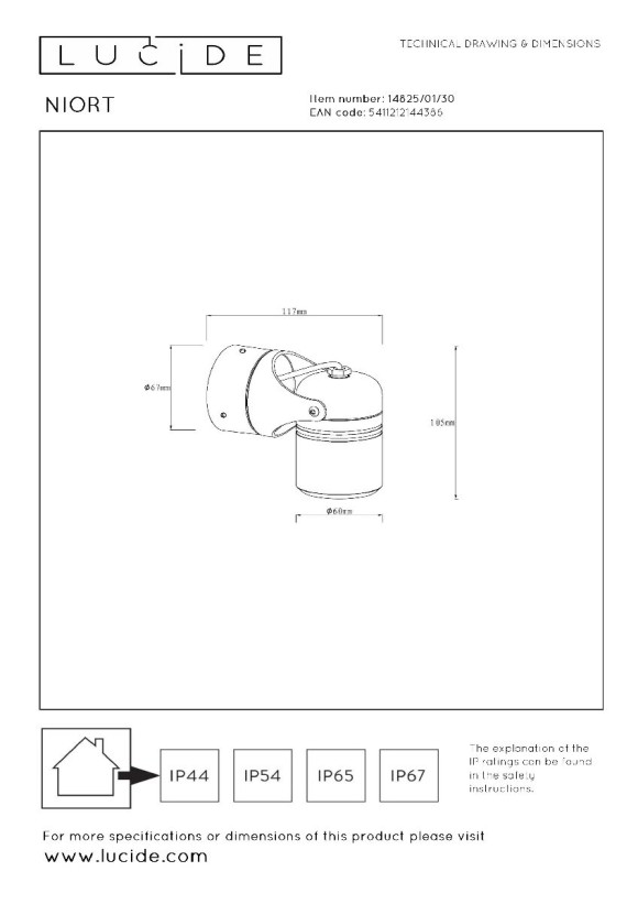 Спот Lucide Niort 14825/01/30, GU10, 6W, черный