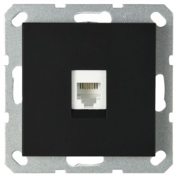 Телефонная розетка Jasmart разъем RJ11 с накладкой черный матовый (soft touch) G6101PB