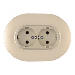 Круглая розетка двойная с/з и шторками Arte Milano SET08-double-40-2 shampan