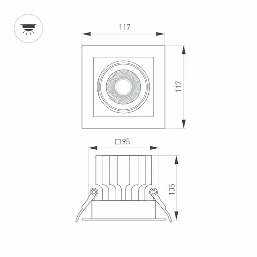 Встраиваемый карданный светильник Arlight MS-VORTEX-BUILT-S117x117-20W Day4000 (WH-WH, 40 deg, 230V) (IP20 Металл) 057919, Белый, Нейтральный белый, Алюминий Встраиваемый карданный светильник Arlight MS-VORTEX-BUILT-S117x117-20W Day4000 (WH-WH, 40 deg, 230V) (IP20 Металл) 057919, Белый, Нейтральный белый, Алюминий