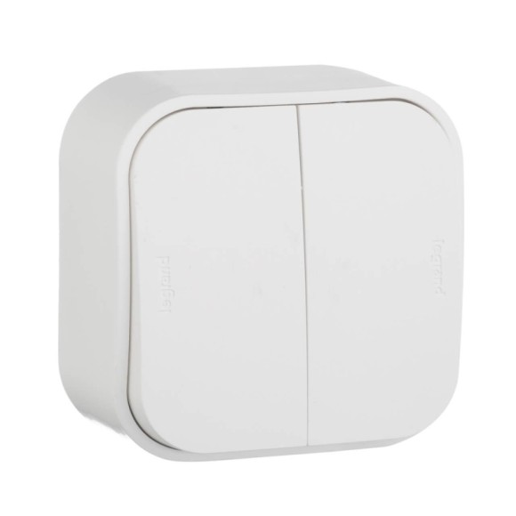 Выключатель двухклавишный Legrand Quteo 10A 250V белый 782202