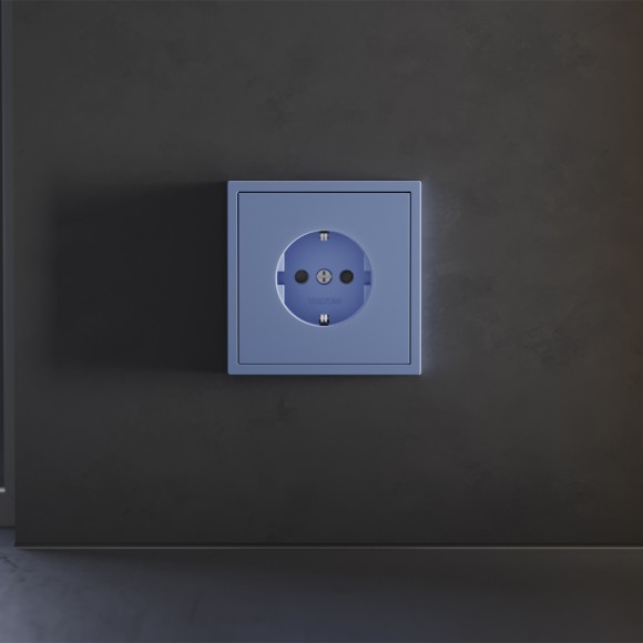 Накладка для розетки с заземлением и защитными шторками Voltum S70 (деним) VLS000715