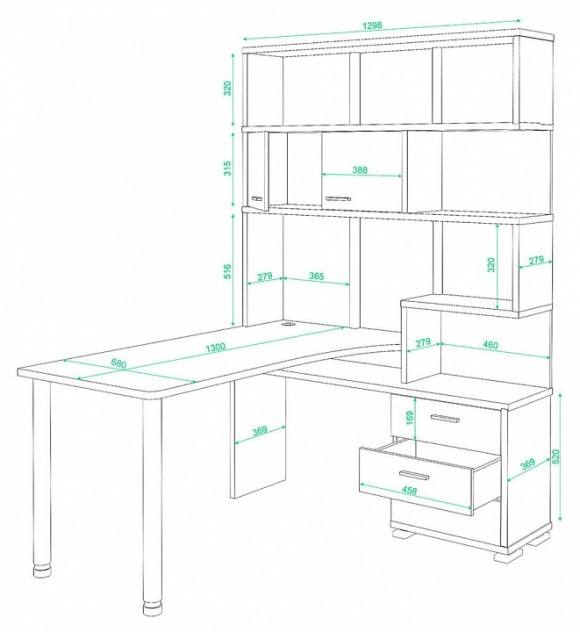 Стол компьютерный Домино СР-420/130 MER_SR-420-130-SHKK-CH-LEV