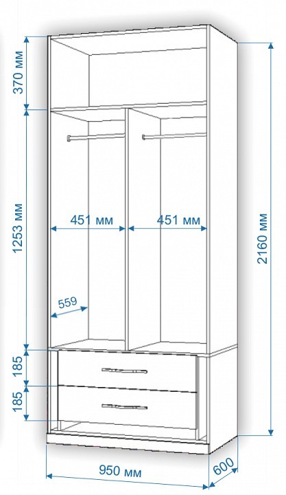 Шкаф платяной Нобиле Пл-95/60 MER_Pl-95-60-SHK