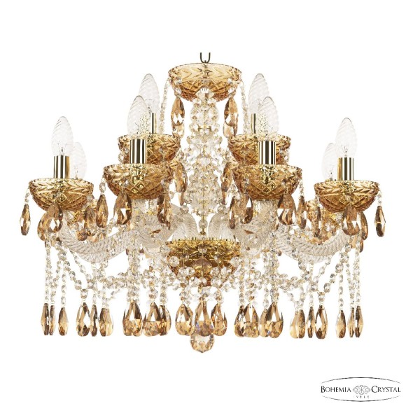 Подвесная люстра Bohemia Ivele Crystal 5413/8+4/200 G Amber/M-1F K777