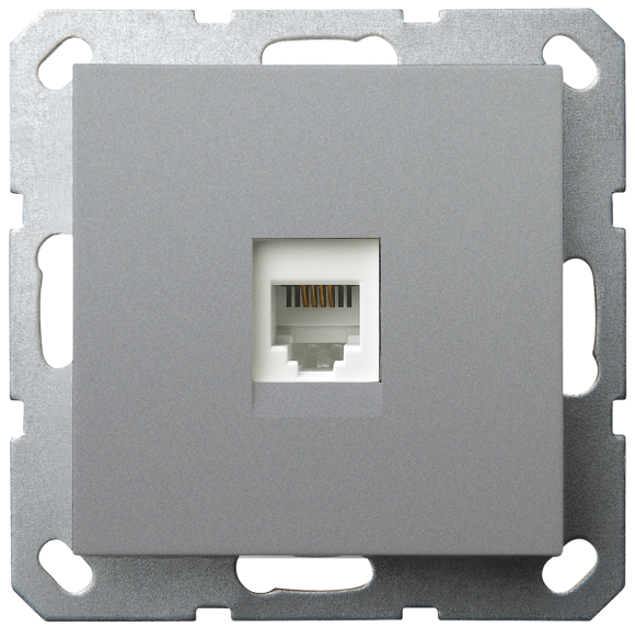 Телефонная розетка Jasmart цвет алюминий разъем RJ11 ( 6/4 ) G6101S