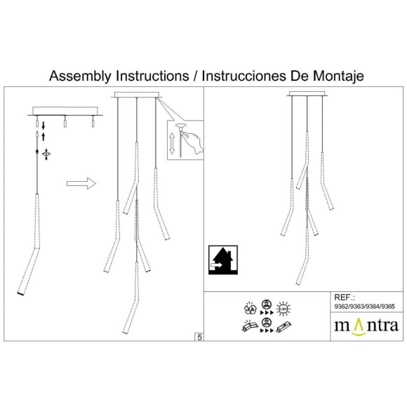 Подвесная люстра Mantra Arrecife 9362+9211 (5L)