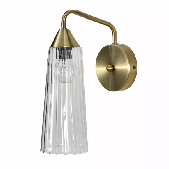 Бра Indigo Campana 13028/1W Brass V000508, Бронза, Прозрачный, Металл Бра Indigo Campana 13028/1W Brass V000508, Бронза, Прозрачный, Металл