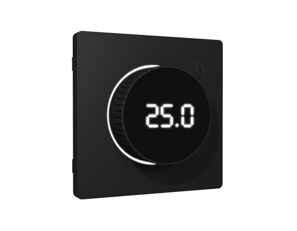 Лицевая панель Alfa (Черный матовый) для терморегулятора теплого пола с цифровым дисплеем Quant Ambrella Volt AP8058