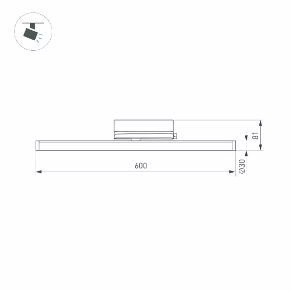 Трековый трехфазный светильник Arlight LGD-TUBE-TURN-4TR-L600-20W Day4000 (BK, 180 deg, 230V) 036297(1), вид сбоку Трековый трехфазный светильник Arlight LGD-TUBE-TURN-4TR-L600-20W Day4000 (BK, 180 deg, 230V) 036297(1), вид сбоку