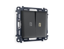 Комплект механизма 2-кл проходного выключателя с подсветкой Ambrella Volt Alfa MA904030