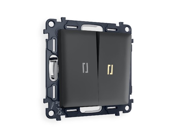 Комплект механизма 2-кл проходного выключателя с подсветкой Ambrella Volt Alfa MA904030