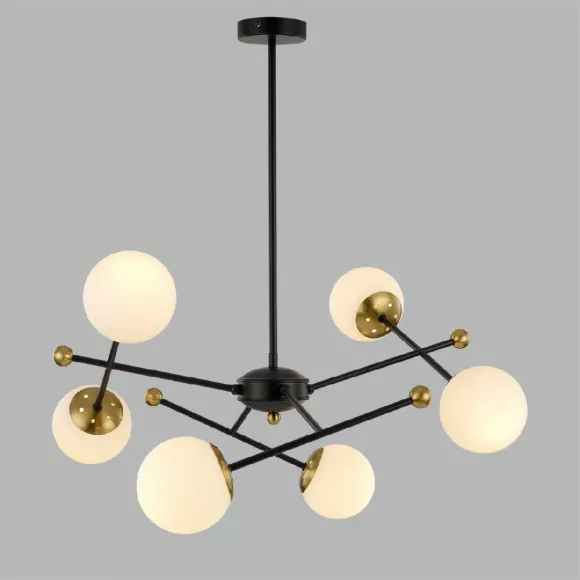 Люстра на штанге Lumion Melody 6581/6, Черный, Белый, Металл Люстра на штанге Lumion Melody 6581/6, Черный, Белый, Металл