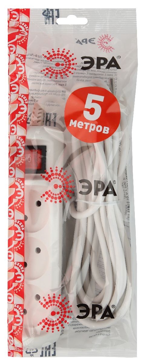 Удлинитель электрический Эра U-3s-5m-2x1 Б0044051