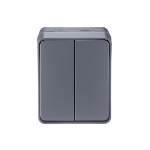 Выключатель 2-клавишный Systeme Electric AtlasDesign Profi54 Наруж Антрацит ATN544051