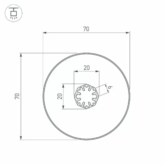 Профиль Arlight SL-ROUND-D70-360deg-2000 ANOD 037770 Профиль Arlight SL-ROUND-D70-360deg-2000 ANOD 037770