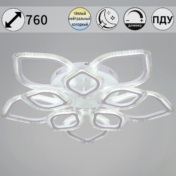 Потолочная светодиодная люстра с пультом управления Reluce 09827-3.3-5+5 WH