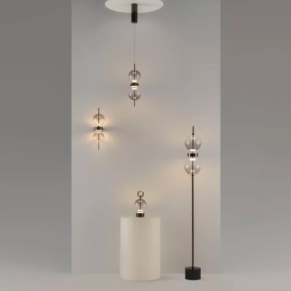 Настольная лампа с аккумулятором Maytoni Double Moon MOD478RL-L3B3K, Черный, Дымчатый, Теплый белый, декоративные элементы крупным планом
