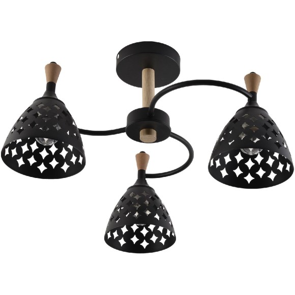 Люстра на штанге Reluce 01515-0.3-03 BK+WOOD