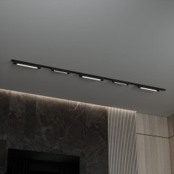 Трековая система со светильниками №8 однофазная накладная Skylite (220В, форма - прямая, 3м, 3000K) черная Hesby Lighting HSBL_kompl_S008_NI3B3K