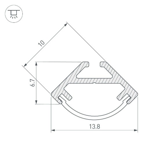 Алюминиевый профиль Arlight SL-KANT-H10-2000 ANOD 049013