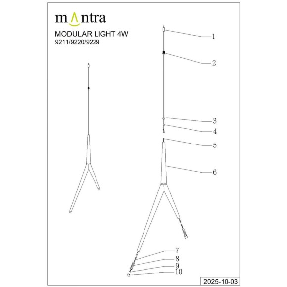Подвесная люстра Mantra Arrecife 9364+9229 (5L)