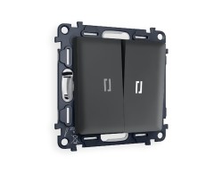 Комплект механизма 2-кл проходного выключателя с подсветкой Ambrella Volt Alfa MA904035