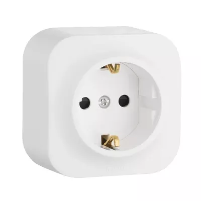 Розетка 2К+З Legrand Quteo 16A 250V с/з со шторками белая 782220