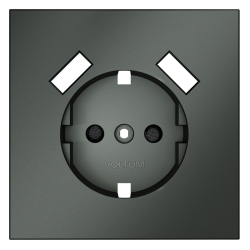 Накладка для розетки с заземлением и защитными шторками, с USB A+A Voltum S70 (титан) VLS000906