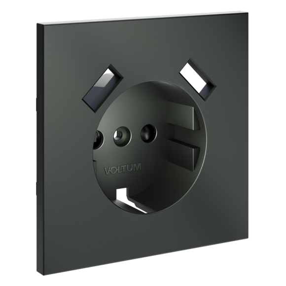 Накладка для розетки с заземлением и защитными шторками, с USB A+A Voltum S70 (титан) VLS000906