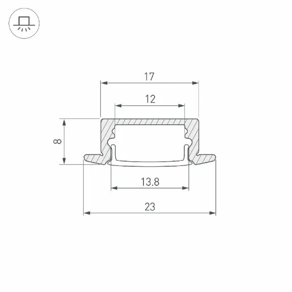 Профиль Arlight LINE-2308-F-2000 ANOD OLIVE GREY 038440 Профиль Arlight LINE-2308-F-2000 ANOD OLIVE GREY 038440
