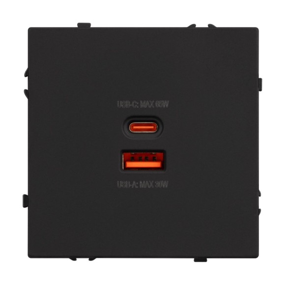 Механизм розетки с быстрой USB зарядкой Arlight SCT-NOBE-MUAC-SFPL-FC-BK (65W, QC3) 054317