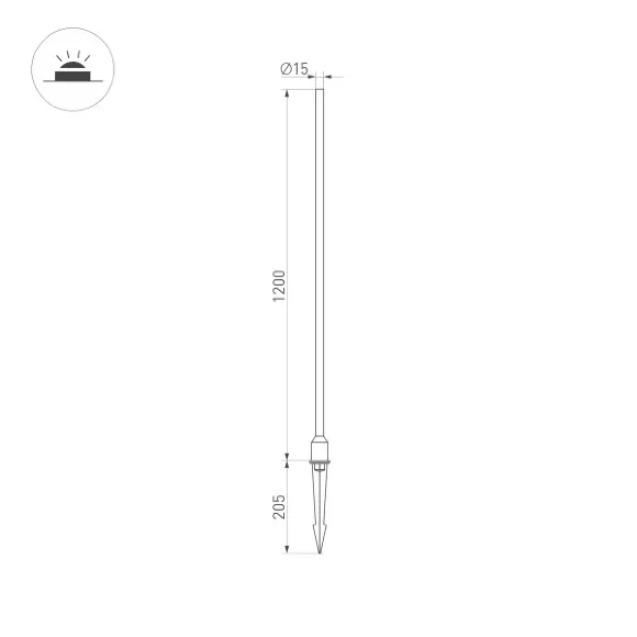 Ландшафтный светильник Arlight KT-Champagne-L1200-3W Warm3000 034168, вид сбоку Ландшафтный светильник Arlight KT-Champagne-L1200-3W Warm3000 034168, вид сбоку