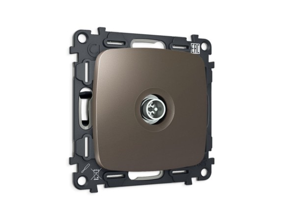 Комплект механизма TV розетки Ambrella Volt оконечной экранированной 5-1000MHz 3dB OMEGA MO643005 Темная бронза матовый QUANT (OP6430, VM199)